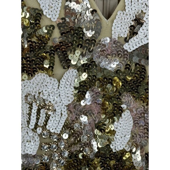 Mac Duggal 5476 Floral Embellished Sequin V-Neck Evening Gown Dress Size 0 NWT - Picture 8 of 9